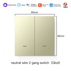 สวิตช์ติดผนังแบบสัมผัส Smart Life Wi-Fi 1 ช่อง 1 ทาง สีทอง 86 มม. ใช้สายกลาง ควบคุมด้วยเสียง สไตล์มินิมอล พร้อมพอร์ต USB Type-C - Product Image 2
