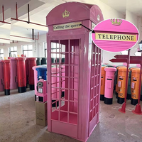 Ensemble de décoration de cabine téléphonique de mariage moderne en acier inoxydable, avec panneau, banc, boîte aux lettres et combiné téléphonique, design détachable