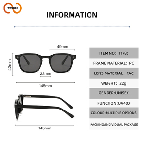 TWOOO T1785 Nouvelles Lunettes de Soleil Carrées Polarisées Logo Personnalisé Cloutées Classiques Haut de Gamme Tendance Monture Fine Simple Vente en Gros - Product Image 4