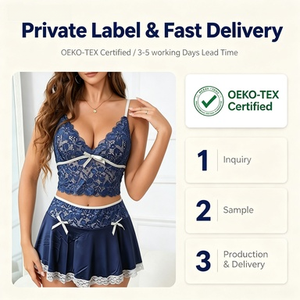 Vêtements <span class=keywords><strong>de</strong></span> nuit brillants pour femmes en gros : Ensemble tendance haut à bretelles col en V et mini-chemise <span class=keywords><strong>de</strong></span> nuit, fabricant raffiné <span class=keywords><strong>de</strong></span> lingerie <span class=keywords><strong>de</strong></span> nuit en dentelle pour femmes - Product Image 5