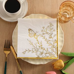 Gold Trimmed Printed Paper Napkins 330mm Wedding Party Disposable Napkins 20 Sheets Per Pack - Product Image 4