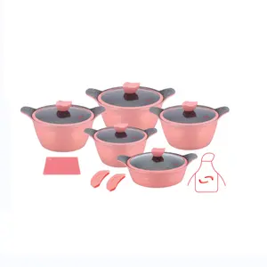 Hoge Kwaliteit 14 Stuk Gegoten Aluminium Graniet Non-Stick Kookgerei Sets Keuken Pot Kookpot Set Kookgerei Kookgerei