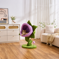 Maison pour chat d'intérieur minimaliste avec bord rose et tapis en peluche blanc pour les magasins de détail