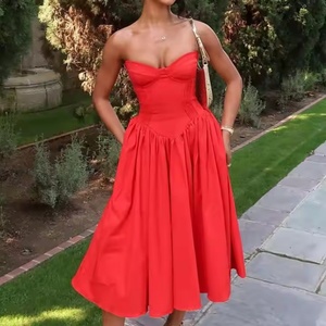Vestido de Noche Midi Bodycon sin Tirantes con Forro para Fiesta de Verano para Mujer - Product Image 3