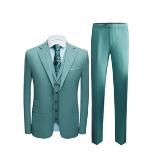 热销时尚高品质皇家三件套绿色外套裤子照片设计婚礼土耳其意大利男士办公室套装