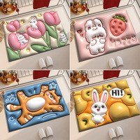 Tapis de salle de bain 3D stéréo de luxe en polyester, antidérapant et résistant à l'eau, pour l'entrée des toilettes, tapis de sol pour la maison et la chambre