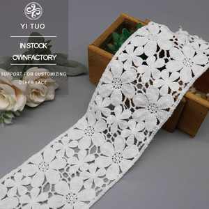 Ribete de Encaje de Margaritas Blancas Anchas, Guipur de Poliéster Suave Tipo Seda de Leche, Cinta Floral Estilo Boho para Cinturón de Vestido de Novia y Dobladillo de Falda - Product Image 1