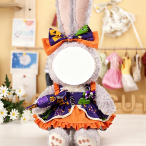 [UNIQUEMENT DES VÊTEMENTS] Robe de poupée lapin en peluche avec motif d'Halloween, jupe orange et nœud papillon pour filles, accessoire vestimentaire pour jouet en peluche - Product Image 1