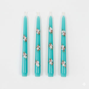 Vela Cónica Floral en Color Verde Azulado Relajante, Aromatizada, Diseñada para las Celebraciones de Diwali y Pascua - Product Image 3