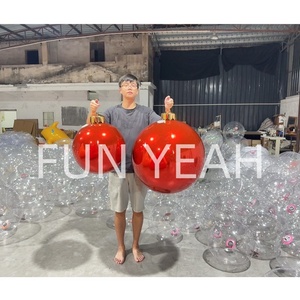 2025 nuovo albero della palla di natale ornamenti grande specchio gigante lucido metallico gonfiabile decorazioni natalizie palle con Topper - Product Image 1