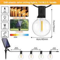 Guirlande lumineuse LED solaire IP65 pour jardin, terrasse, mariage, extérieur, 7,5 m, 10 ampoules, télécommande, hôtel, Noël, décorative