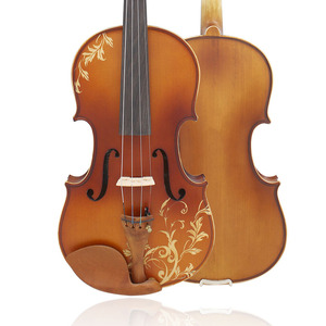 Violon artisanal Astonvilla Factory modèle 4/4, accessoires en jujube, motif <span class=keywords><strong>artistique</strong></span> imprimé, gravure florale, avec étui - Product Image 5