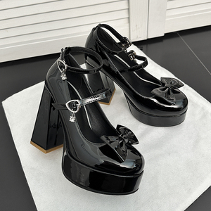 WETKISS all'ingrosso punta rotonda ragazze Maryjane scarpe pump con plateau tacco grosso fibbia cinturino alla caviglia pump bianco Lolita scarpe con fiocco - Product Image 4