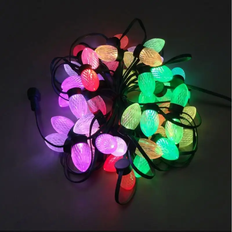IP44 E17 festoon strip c9 faceted strawberry LED string holiday lighting string for Xmas decoration
