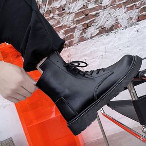 Botas de Cuero de Moda para Mujer, Botas Impermeables y Cálidas, Botas de Tobillo para Hombre, Zapatos de Estilo Británico - Product Image 5