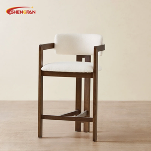 Taburete de Bar de Madera Maciza Directo de Fábrica, Personalizable con Tela Suave, Silla de Comedor para Hogar, Cocina, Hotel, Restaurante, Bistro - Product Image 1