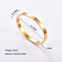Bracelets classiques pour couple en acier inoxydable, style simple, bracelet lisse, bijoux minimalistes pour poignet, cadeaux pour hommes et femmes