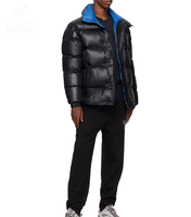 Veste d'hiver décontractée pour homme YuFan, en cuir verni tendance, avec fermeture éclair, col montant double face, rembourrée en duvet