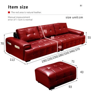 Cherfit cuero genuino sofá cama reclinable de tres plazas espuma extensible madera de roble Villa Hall apartamento muebles de sala de estar conjunto - Product Image 3