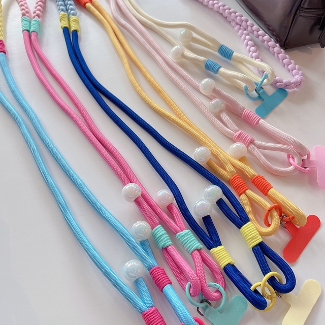 Women Girls Phone Lanyard Pearl Design Adjustable Crossbody Rope Strap for iPhone for Samsung Phone Cases Hands Free Lanyards