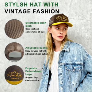 Casquette Trucker en Suédine Marron Bicolore à 5 Panneaux avec Logo Brodé Personnalisé, Dos en Maille Étoilée, Prix Usine, Luxe - Product Image 2