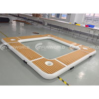 Muelle flotante inflable portátil, balsa de agua para nadar, plataforma, piscina de mar, Isla con Red