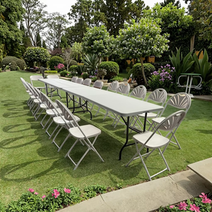 धातु फर्नीचर 6ft पोर्टेबल पिकनिक प्लास्टिक सफेद आउटडोर तह मेज और कुर्सी सेट - Product Image 1