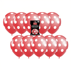 Globos de Fiesta Rojos con Puntos, 12 Piezas, Redondos, de Látex, Decoraciones para Fiestas de Cumpleaños Infantiles, Desechables - Product Image 1