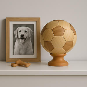 Bambu Futbol Topu Şeklinde Evcil Hayvan Kremasyon Urnesi, Köpekler ve Kediler için El Yapımı Anıt Urnesi, Büyük Kapasiteli Evde Sergileme - Product Image 4