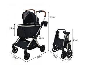 รถเข็นสัตว์เลี้ยง Mamago 201 ขนาดใหญ่ กันน้ำ พับได้ 4 ล้อ ได้รับการรับรองจากสายการบิน สำหรับสุนัขและแมว พกพาสะดวก น้ำหนักเบา - Product Image 5