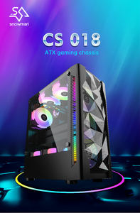 SNOWMAN Werks unterstützung Benutzer definiertes Logo PC-Gehäuse <span class=keywords><strong>Gaming</strong></span> mit Mesh-Panel Temper glas ATX Tower PC-Gehäuse mit schwarzem Rahmen Für Spieler - Product Image 3