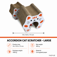 YAOYUE Griffoir pour chat accordéon, grand tunnel en carton ondulé avec panneaux d'extrémité en forme de visage de chat, fabriqué en Chine