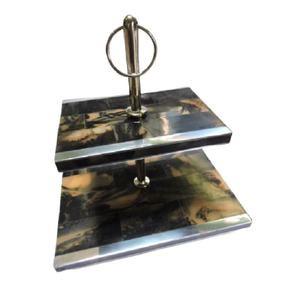 Support à gâteaux en Aluminium et résine, carré, à deux niveaux, noir - Product Image 1