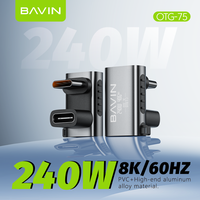 BAVIN OTG75 240W 40Gbps 8K 60Hz Tipe c laki-laki untuk Tipe c perempuan USB 4.0 adaptor konverter pembaca kartu ke Adapter Otg