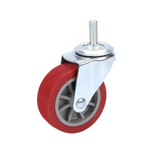 3 Inch Pu Swivel Caster Wheel Screw Rod Type <b>Maroon</b> Firm Wear Resistance 2.0 Mm <b>Top</b> Plate - Product Image 4