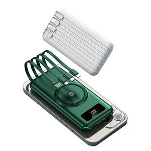 Banco de Energía Portátil LED de 10000 mAh con Logotipo Personalizado, 4 Cables Integrados y Cargador Inalámbrico, Gran Venta - Product Image 1