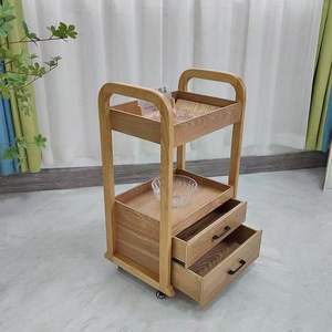 Chariot à outils haut de gamme en bois massif pour salon de beauté, chariot mobile sur pied à plusieurs niveaux, chariot dédié aux salons de beauté - Product Image 4