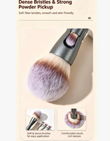 Ensemble de pinceaux de maquillage multifonctionnels 4 en 1 avec logo personnalisé, poils synthétiques, manche en plastique, applicateur magnétique pour blush et gloss à lèvres