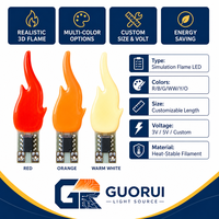 Lampu LED Filamen Flicker Flame DC 3V COB Lilin Lampu Simulasi Api Bentuk Nyala Api Sumber Cahaya 1800K Kuning Merah Hijau Biru