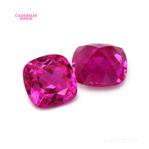 Cadermay Synthetic Rose Red Zircon Square Loose Stone For Jewelry Making - Product Image 2