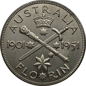 Réplica de Moneda Australiana Antigua 1901-1951, Moneda de Florín del Rey Jorge VI de Australia, Plateada - Product Image 4