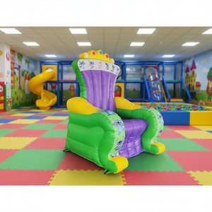 Fauteuil gonflable Thron de roi imprimé dessin animé coloré, canapé de fête Couronne royale pour anniversaire, événement, cérémonie, location commerciale - Product Image 1