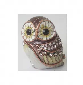 pink owl souvenir crafts Easter Jewelry Ring Holder Box Logo Custom Hand-Plated Vintage Storage Ring Holder