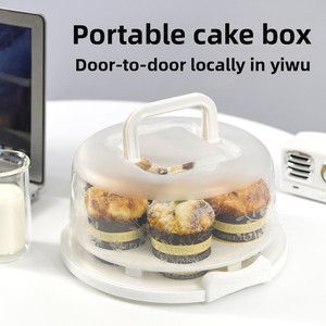 Portatorta in <span class=keywords><strong>plastica</strong></span> 2-in-1 porta contenitore con manico tondo-riutilizzabile usa e getta sicuro confezionato in borsa strumenti per torta - Product Image 3