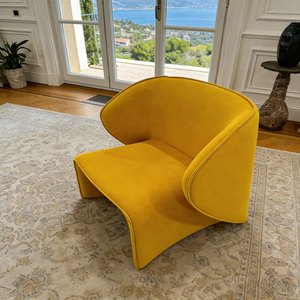 Luxueuze gele fluwelen accentstoel, moderne gevormde loungestoel, <span class=keywords><strong>wingback</strong></span> relaxstoel voor de woonkamer - Product Image 1