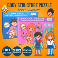 Puzzle cognitif en bois Montessori sur la structure du corps, jouet éducatif coloré pour garçons et filles de 7 à 12 mois, jouets éducatifs