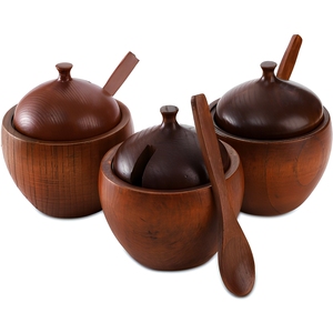 Eco Friendly Wooden <b>Jar</b> with Wooden Lid Classic Design 250mL <b>Kitchen</b> <b>Storage</b> Canister Airtight Lid Durable Dry Food <b>Storage</b> - Product Image 1