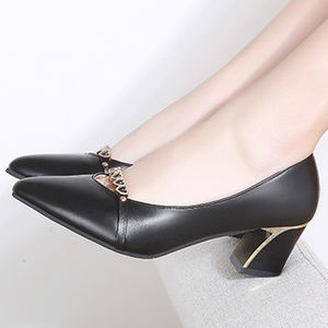 توريد مباشر من المصنع احذية نسائية جلد ربيعية وخريفية مكتنزة بكعب عالي احذية نسائية للعمل احذية كاجوال للبيع - Product Image 4