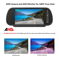 Moniteur de rétroviseur de voiture AHD IPoster 7 pouces avec écran IPS, connecteur 2 canaux 4 broches / AV 12-24V pour caméras de camion AHD 1080P 720P