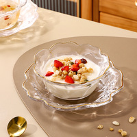 High Color Value Flower Glass Bowl Luxus Modern Simple Net Rote Desserts chale Joghurt Salat platte Minimalisti scher Anzug Haushalts gebrauch